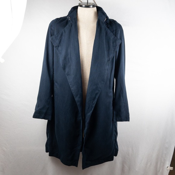 NWT Aritzia Babaton Maximo Pure Indigo Navy Blue Cape Jacket Trench Coat Small - Picture 7 of 9